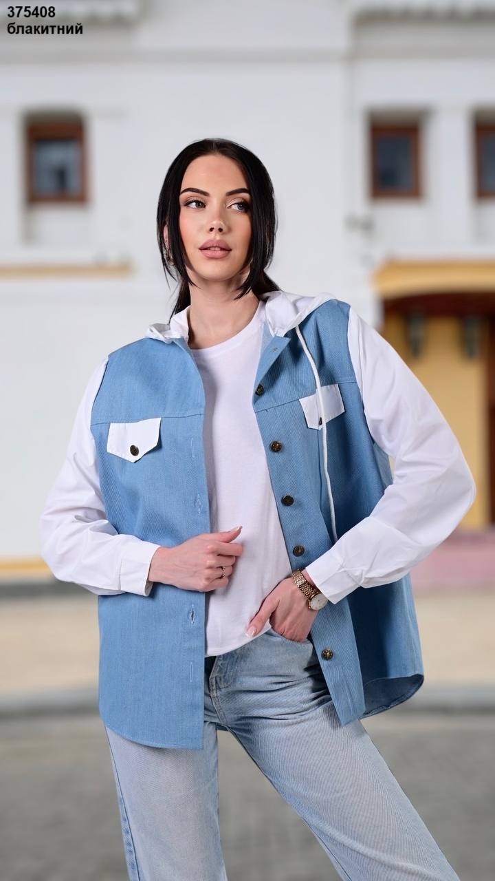 Джинсова сорочка жіноча (опт) 375408